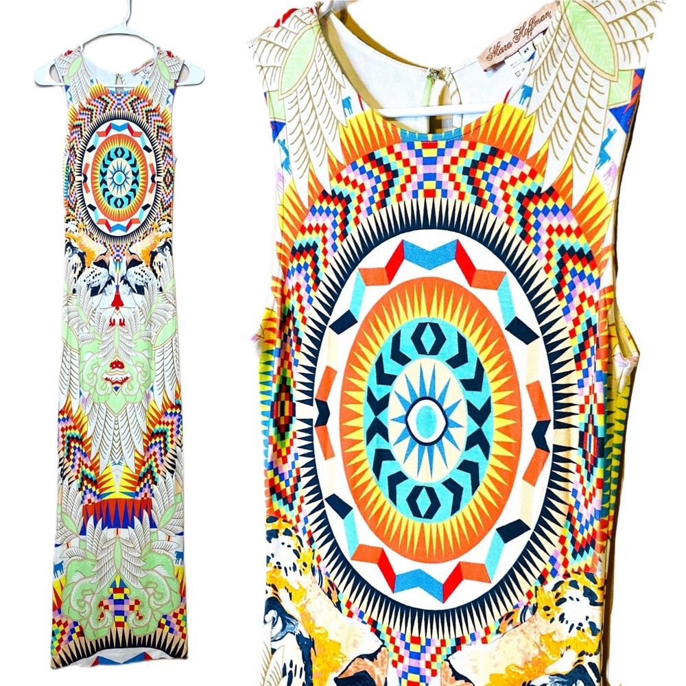 Mara Hoffman Rainbow Checkered Bodycon Maxi Dress